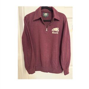 Roots Quarter Zip Sweatshirt Maroon Women’s Medium